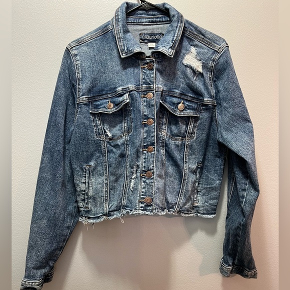 Maurices cropped distressed denim jacket - Picture 2 of 7